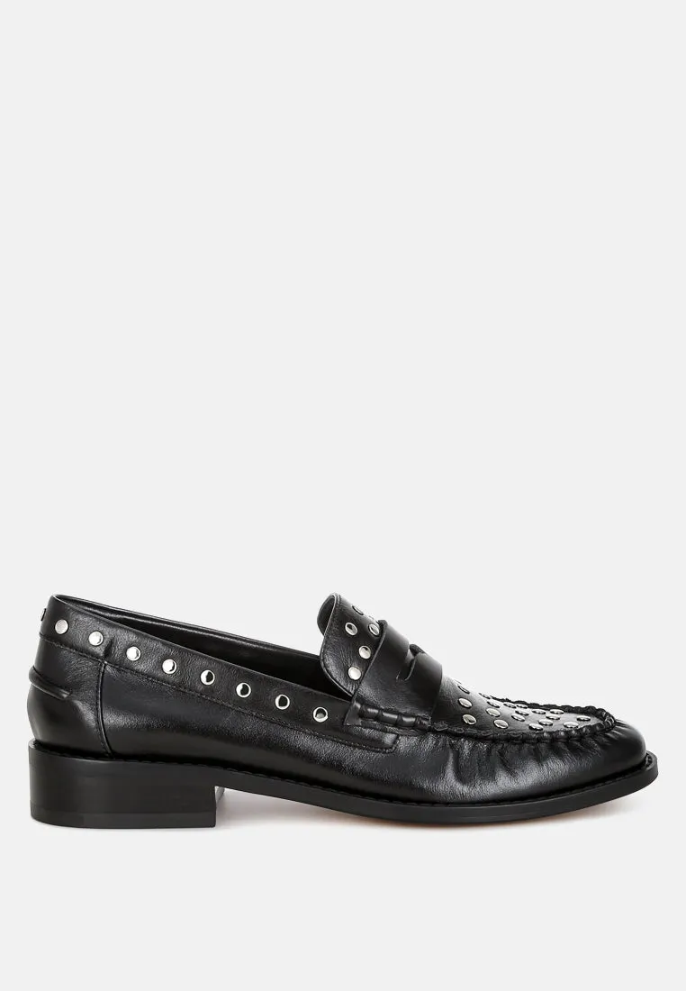 Oglavia Studs Embellished Leather Loafers