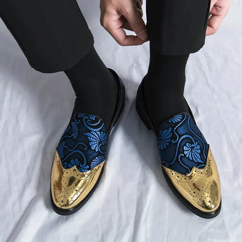 Patchwork Printed Leather Loafers