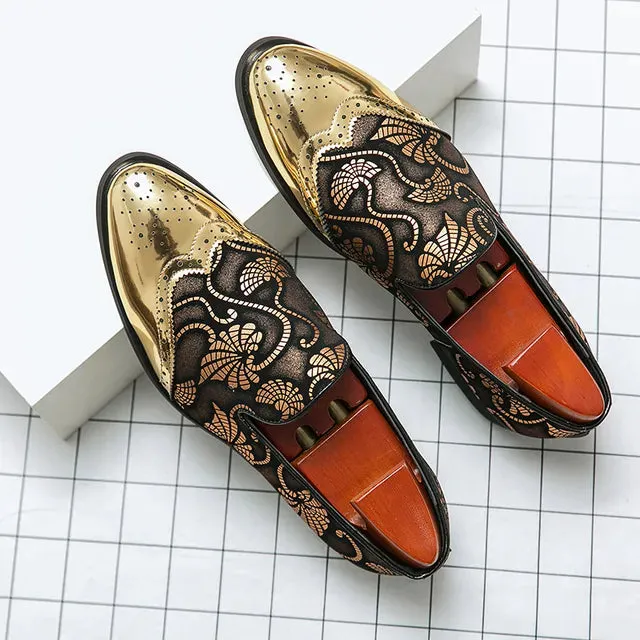 Patchwork Printed Leather Loafers