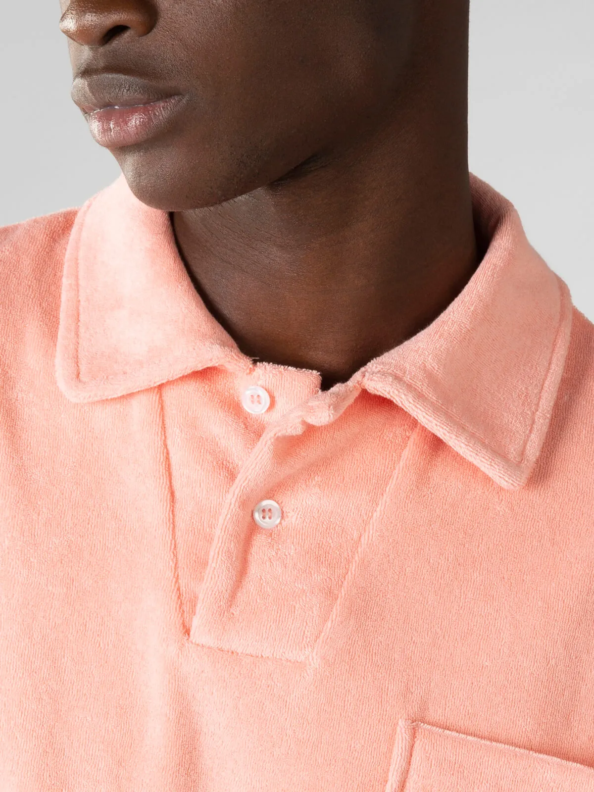 Pink Terry Towelling Polo Shirt