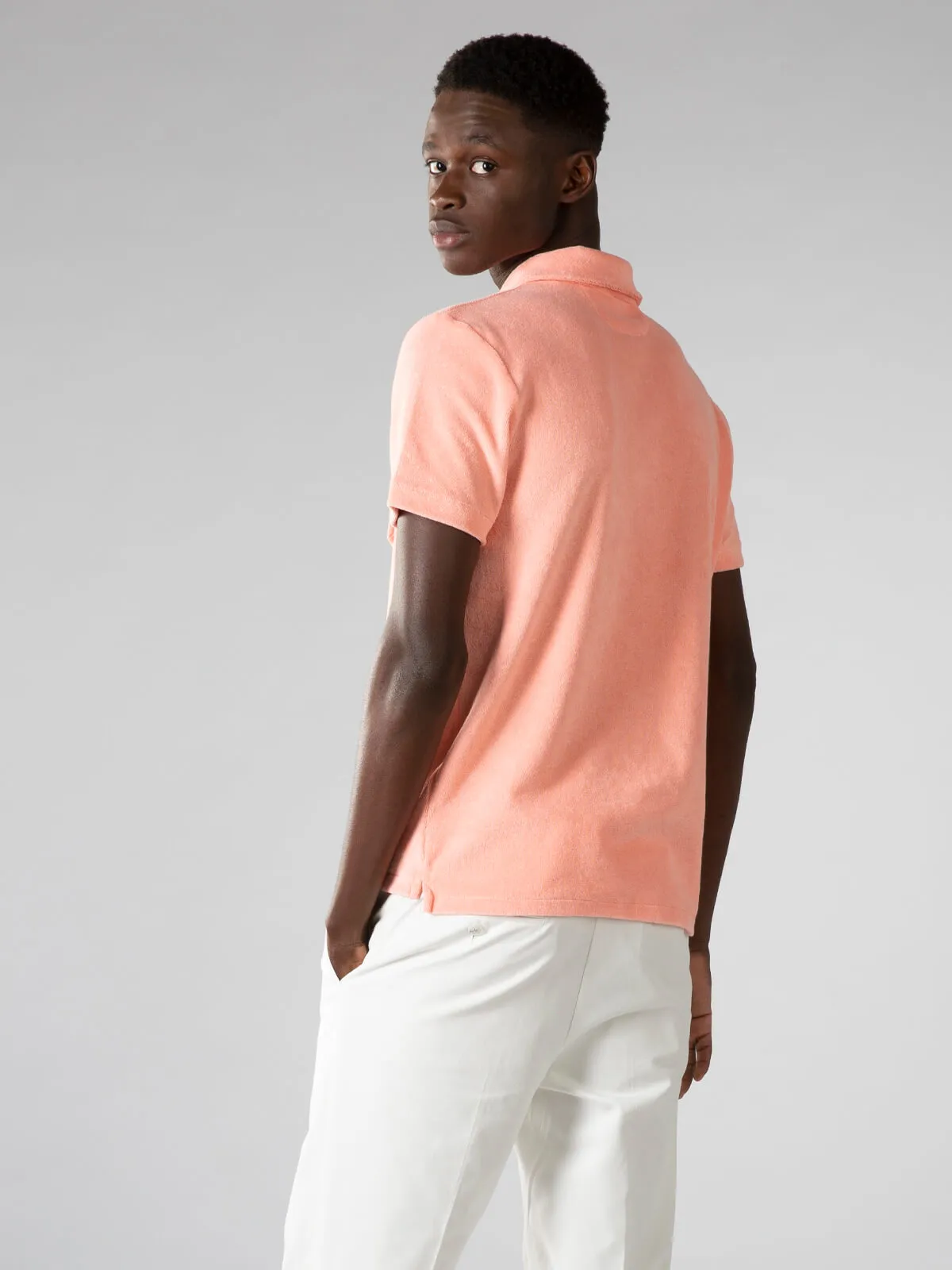 Pink Terry Towelling Polo Shirt