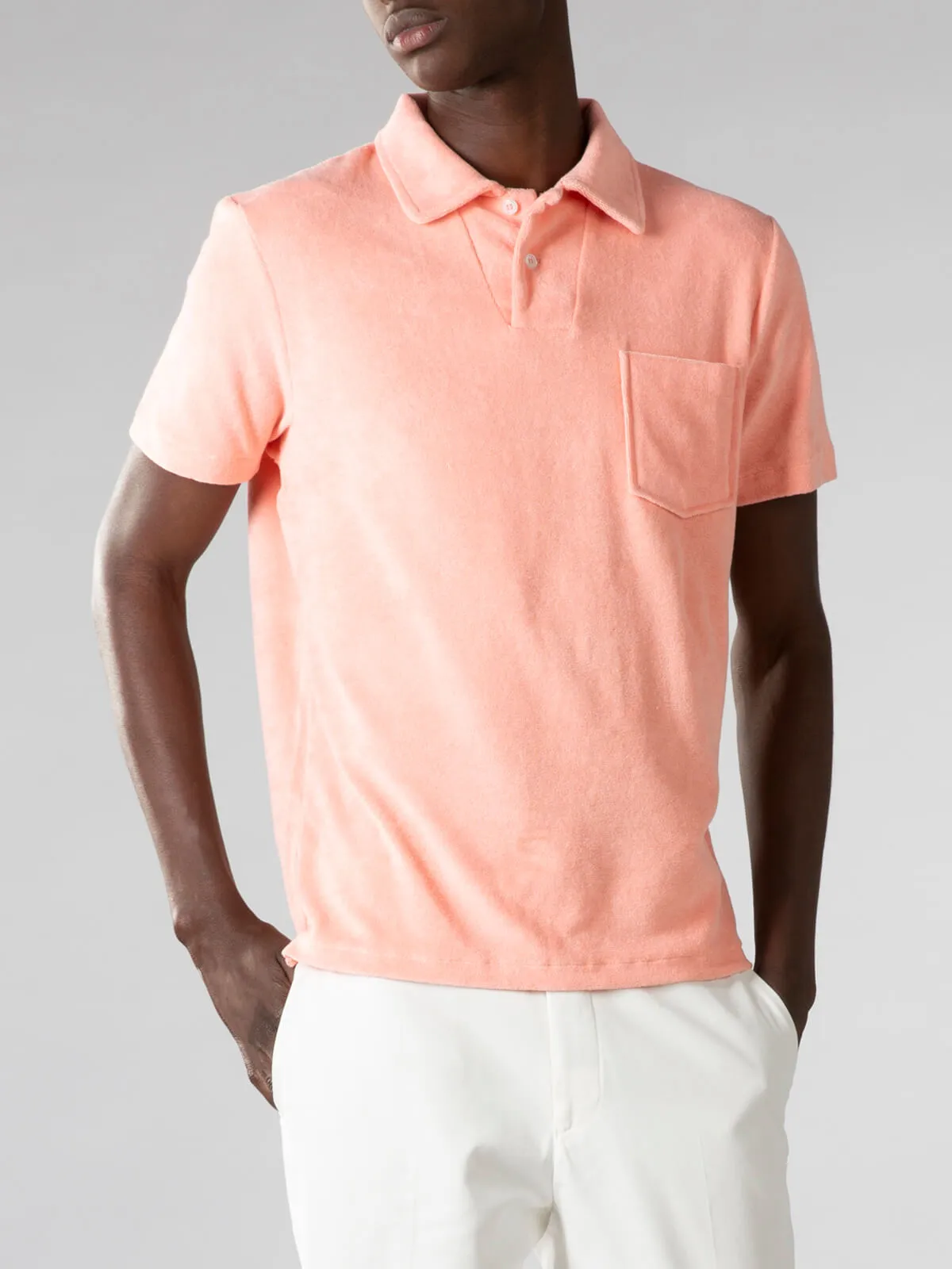 Pink Terry Towelling Polo Shirt