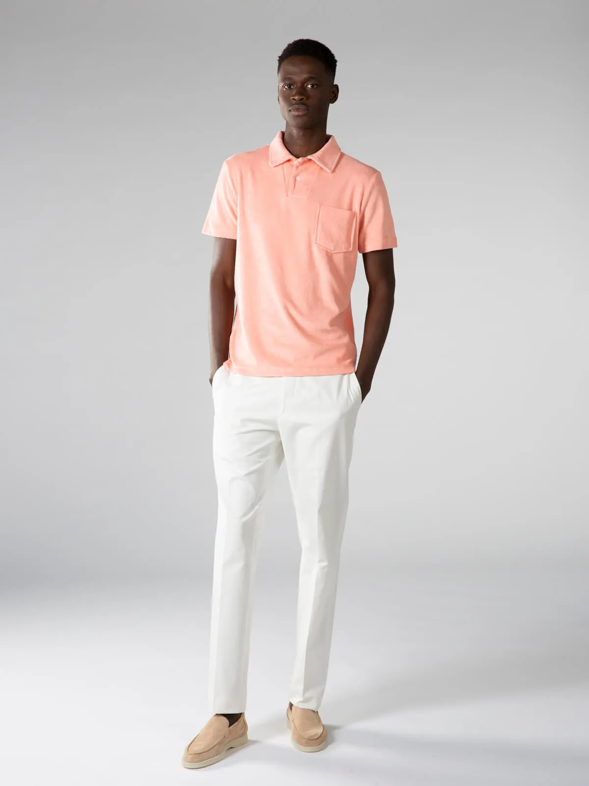 Pink Terry Towelling Polo Shirt