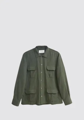 Recycled Italian | Neem Green Flannel Over-Shirt