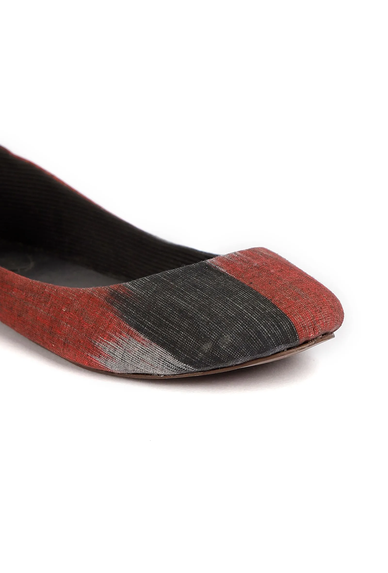 Red and Black Ikat Cruelty Free Leather Flat Ballerinas