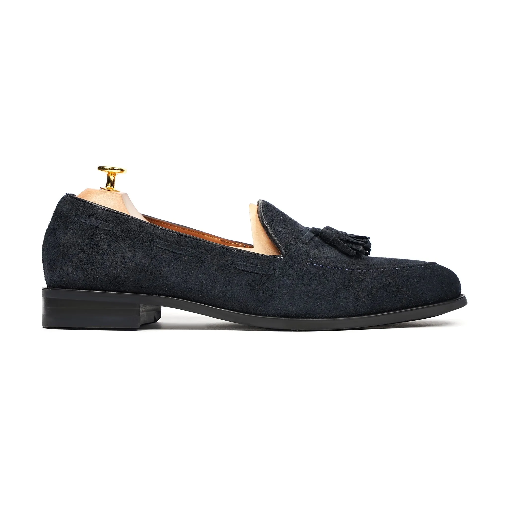 Rome - Men's Navy Blue Kid Suede Loafer