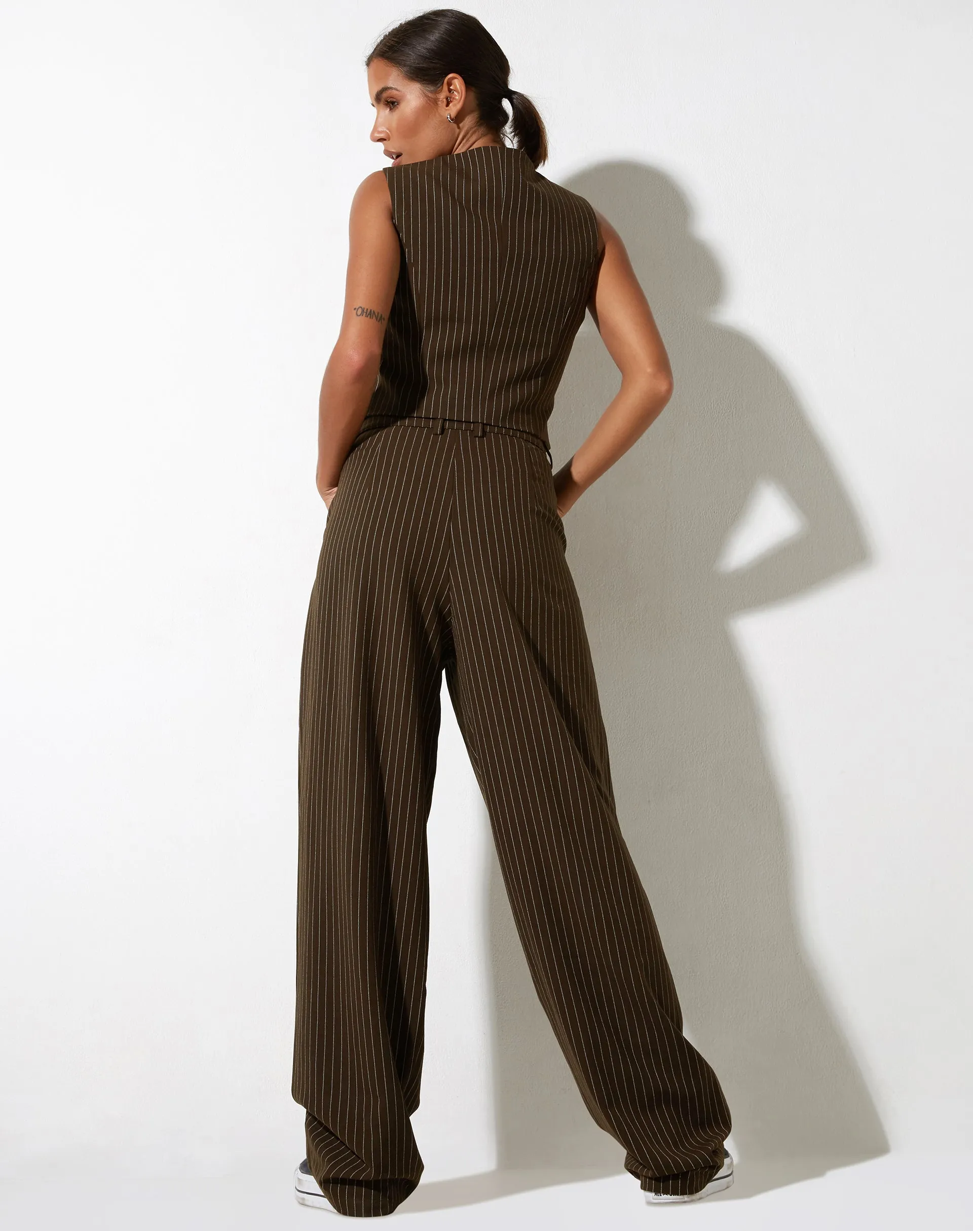 Sakila Trouser in Pinstripe Brown