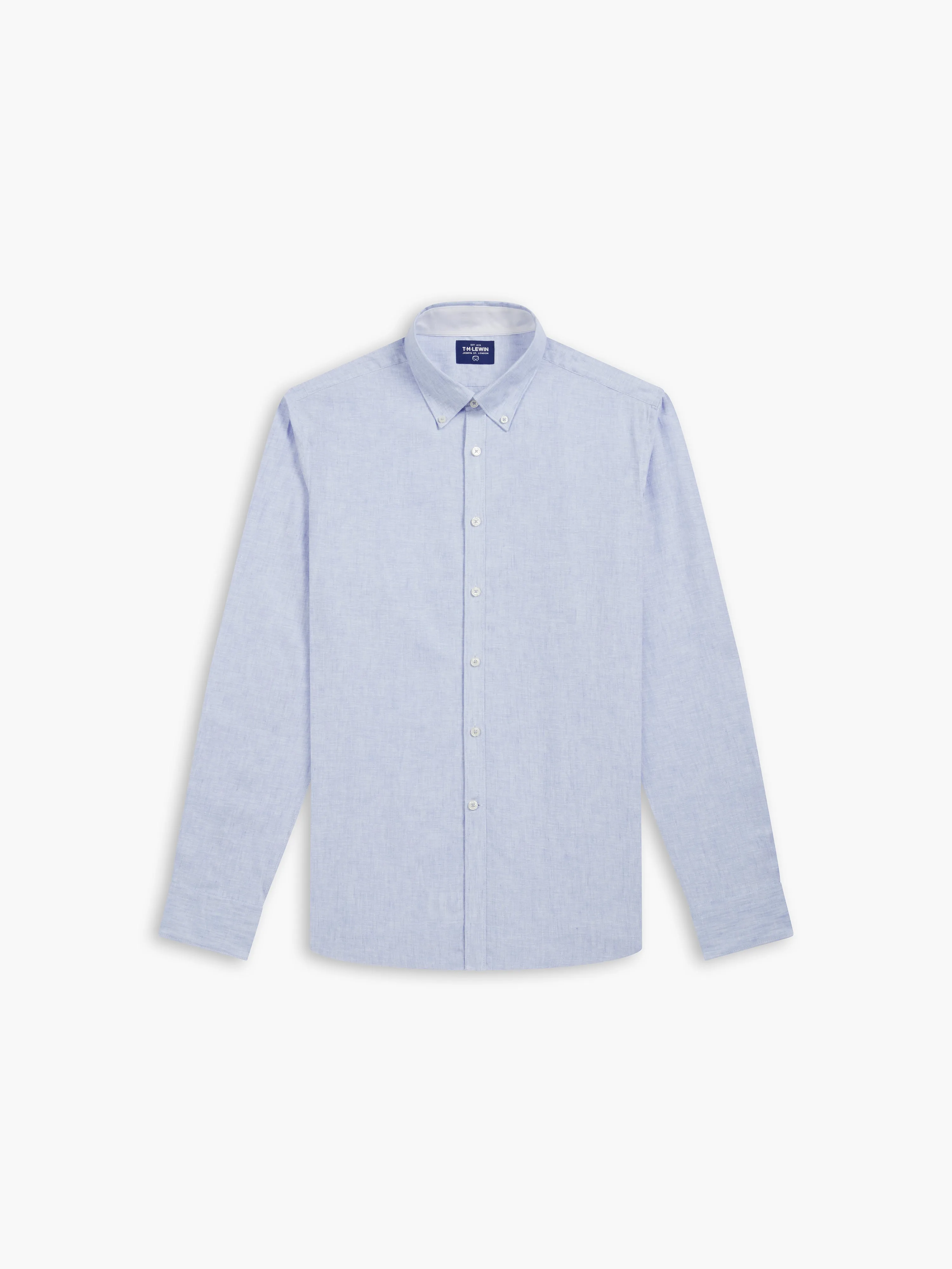 Slim Fit Blue Linen Modal Shirt