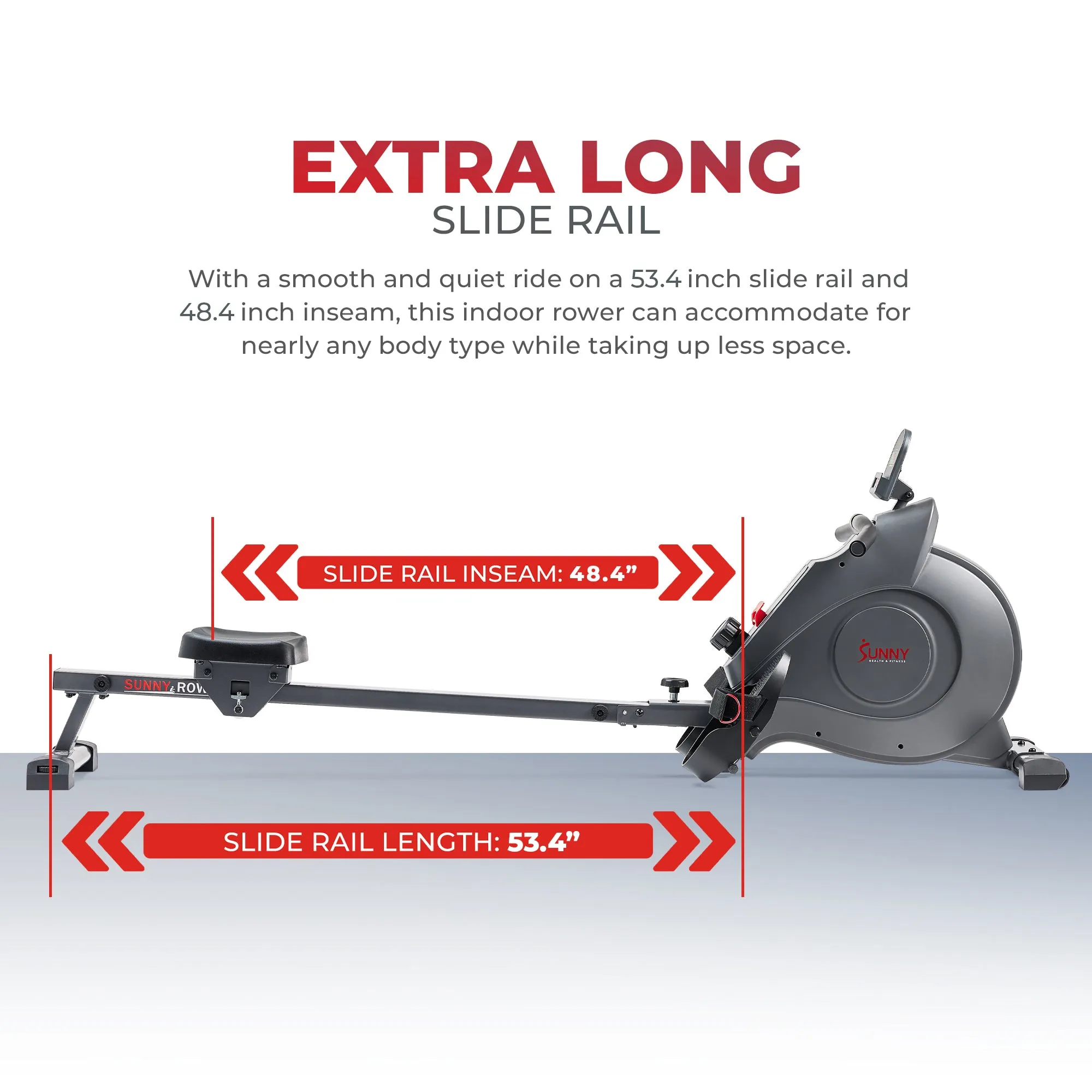 Smart Extra Long Slide Rail Magnetic Rowing Machine