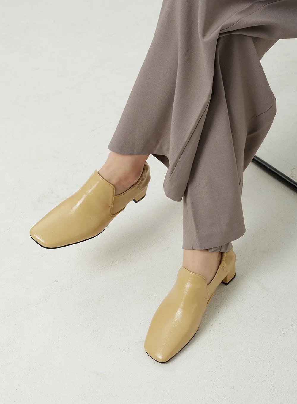 Square Toe Heel Loafers OJ311