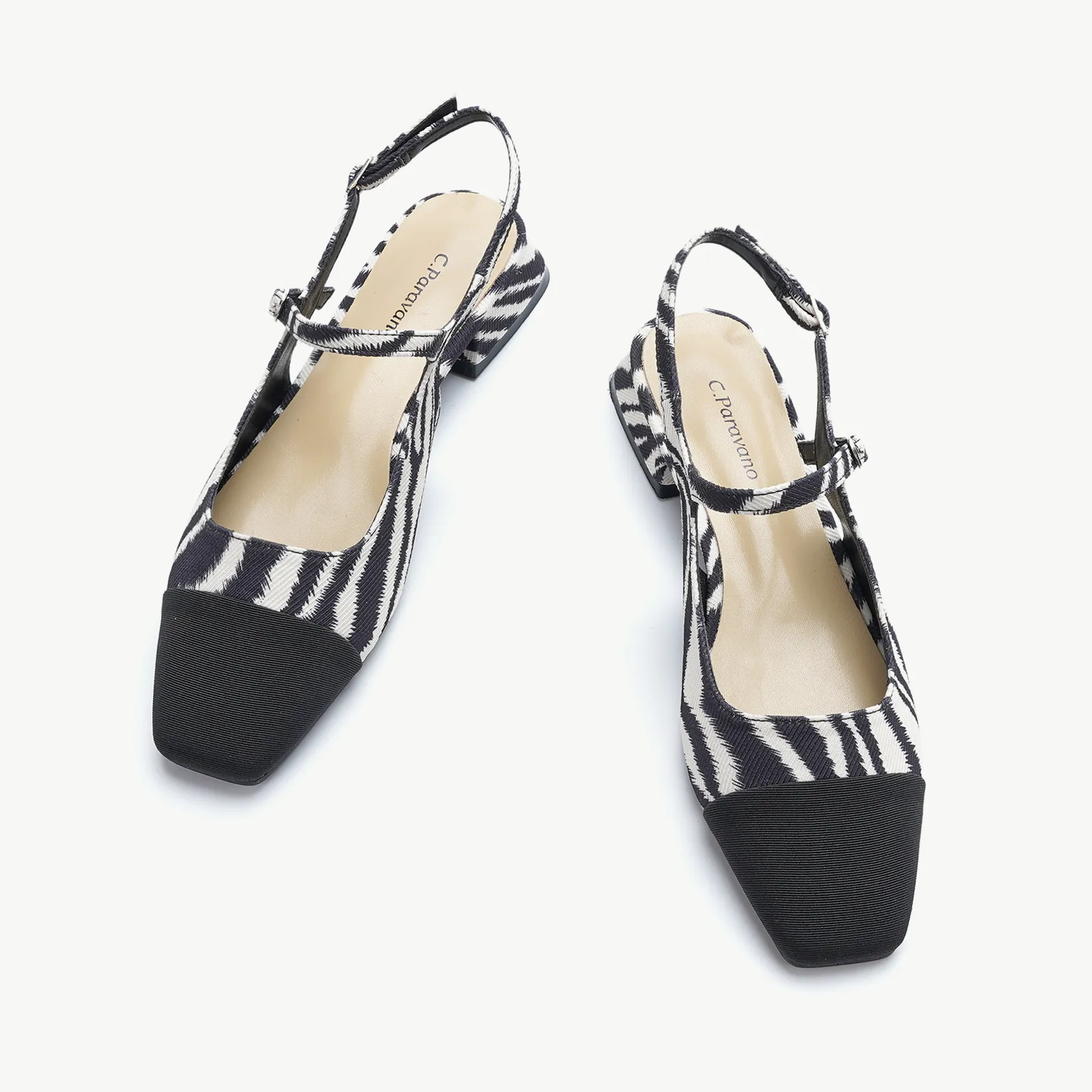 Square-Toe Prints Slingback Flats (Felicia)