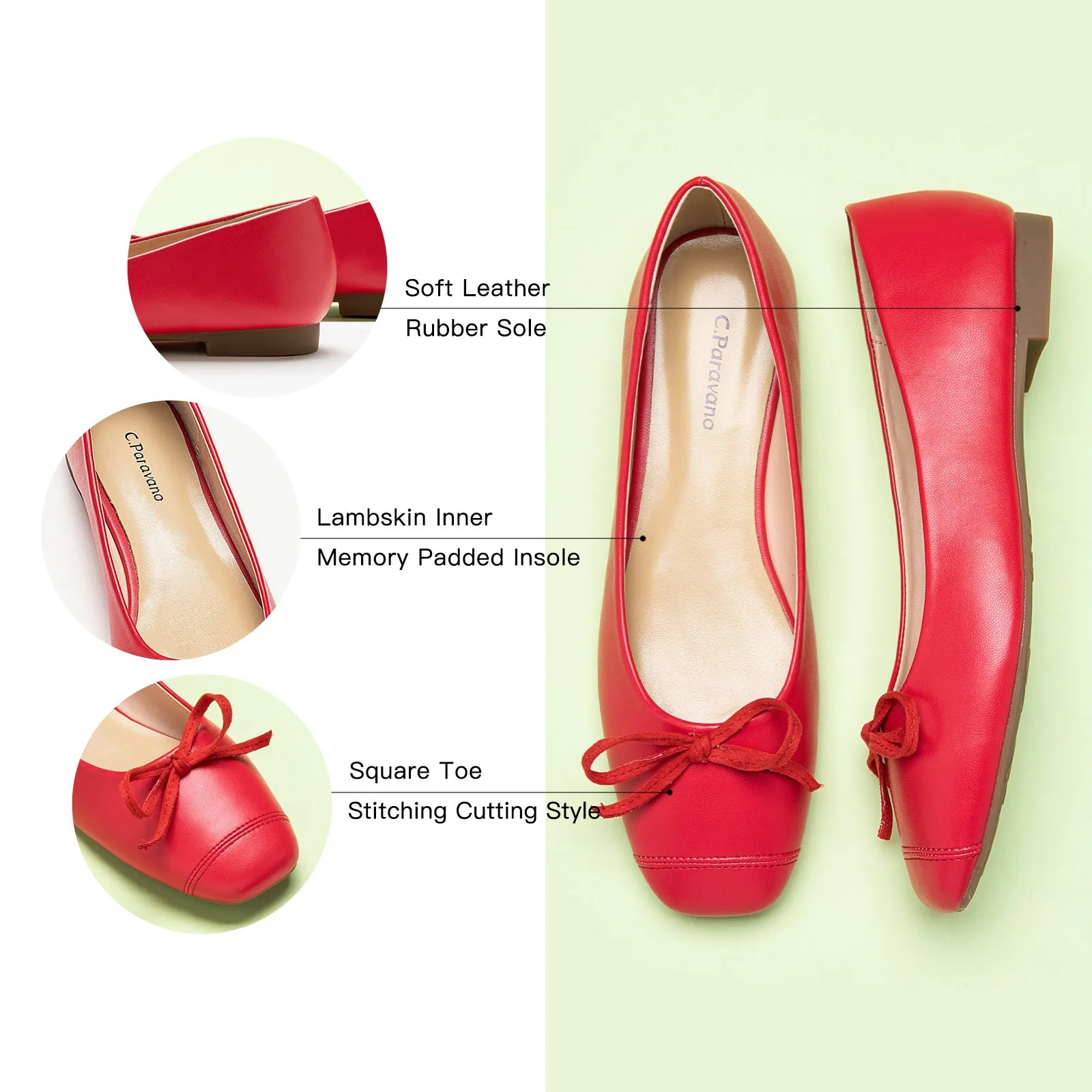 Stitching Toe Ballet Flats (Elena)