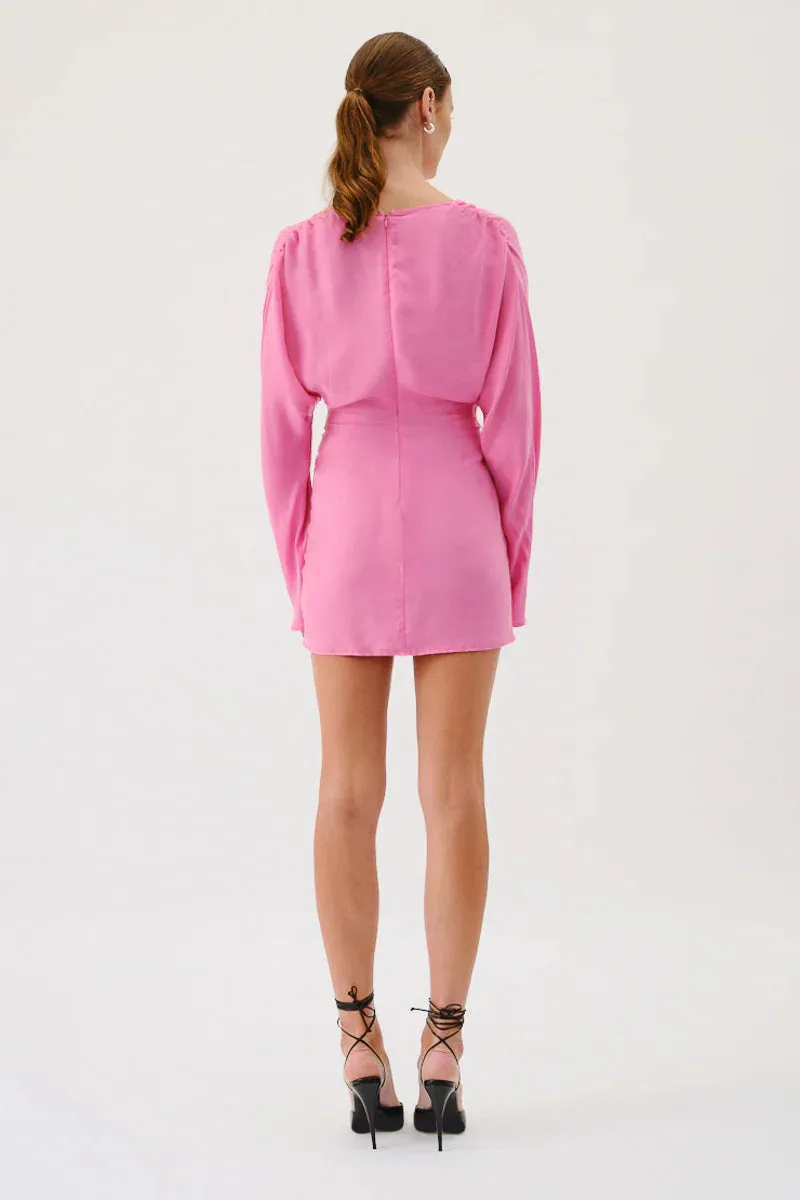 Suboo Jasper Long Sleeve Twist Front Mini Dress - Pink