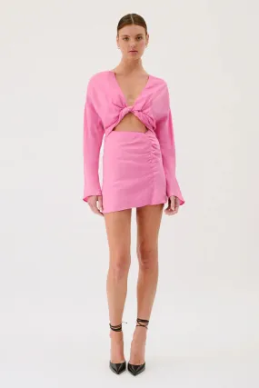 Suboo Jasper Long Sleeve Twist Front Mini Dress - Pink