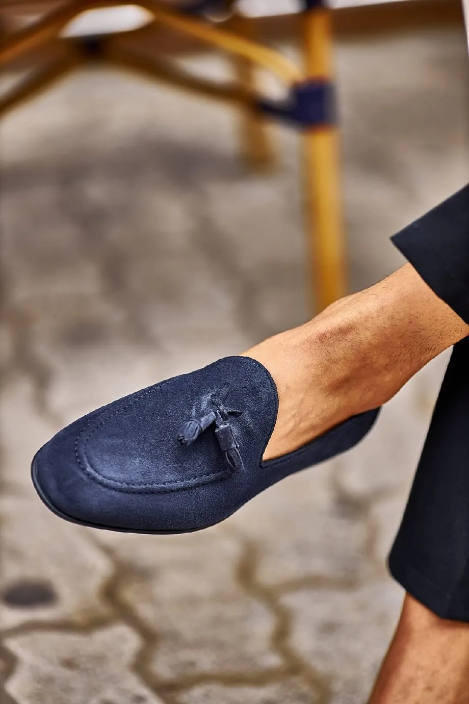 Suede Navy Blue Tassel  Loafers