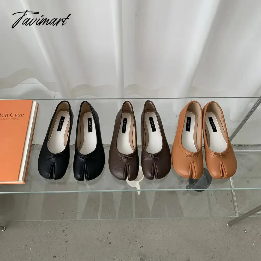 Tavimart NEW Woman Microfiber Leather Comfy Flats Split Toe Slippers Soft Bottom Loafers Brief Ladies Moccasins Tabi Ninja Shoes 5 colors