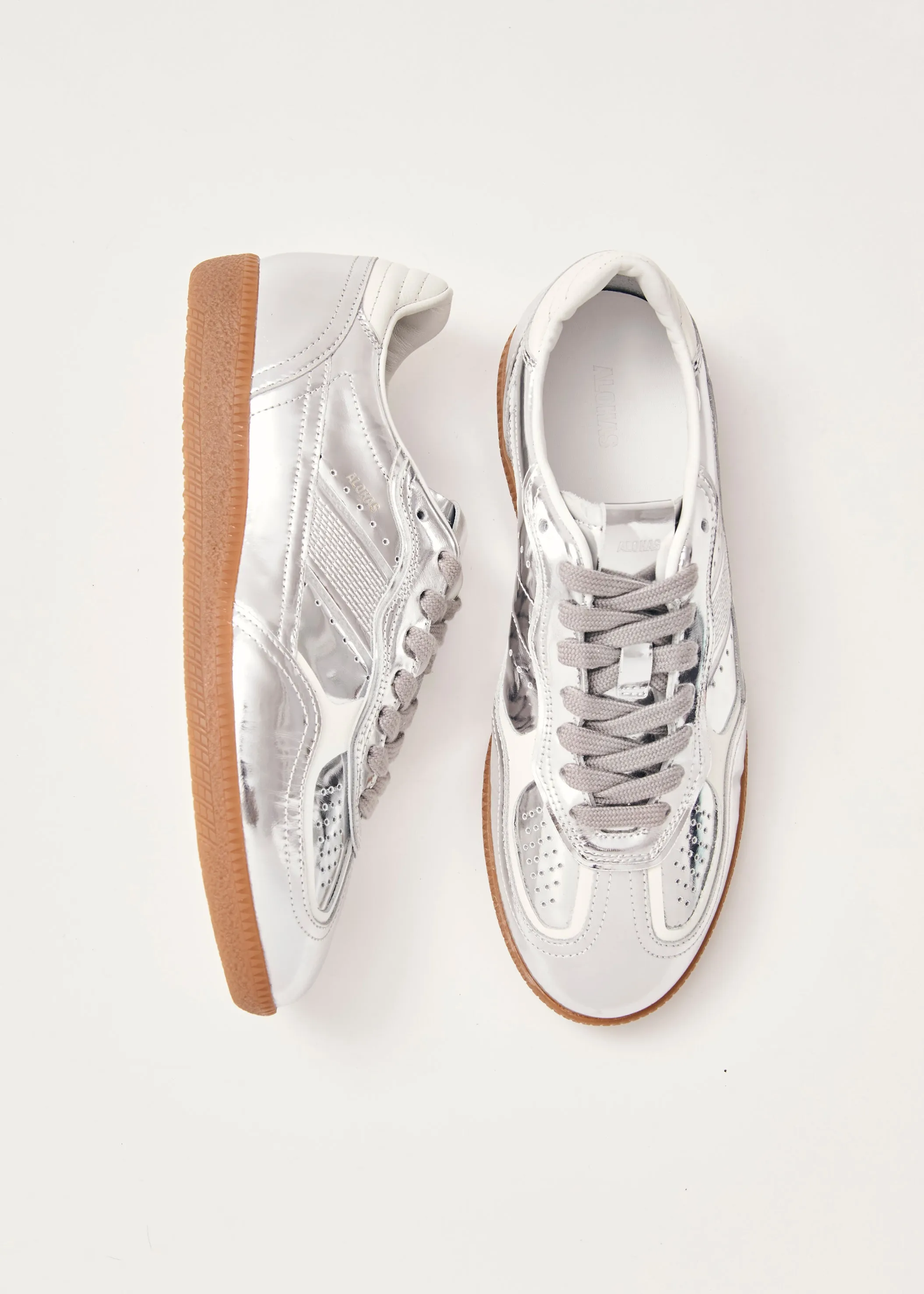 Tb.490 Rife Shimmer Silver Cream Leather Sneakers