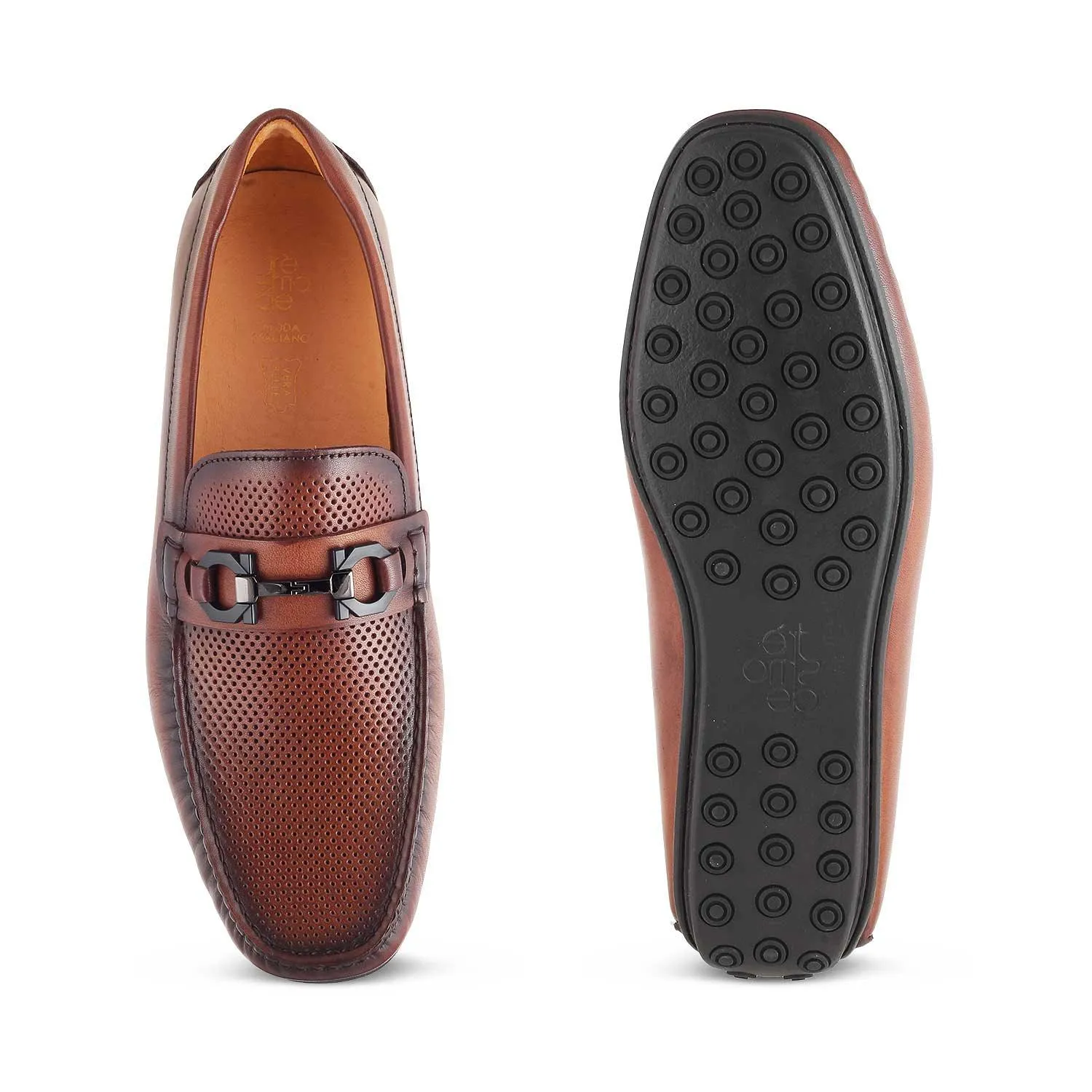 The Roma Brown Men's Leather Driving Loafers Tresmode