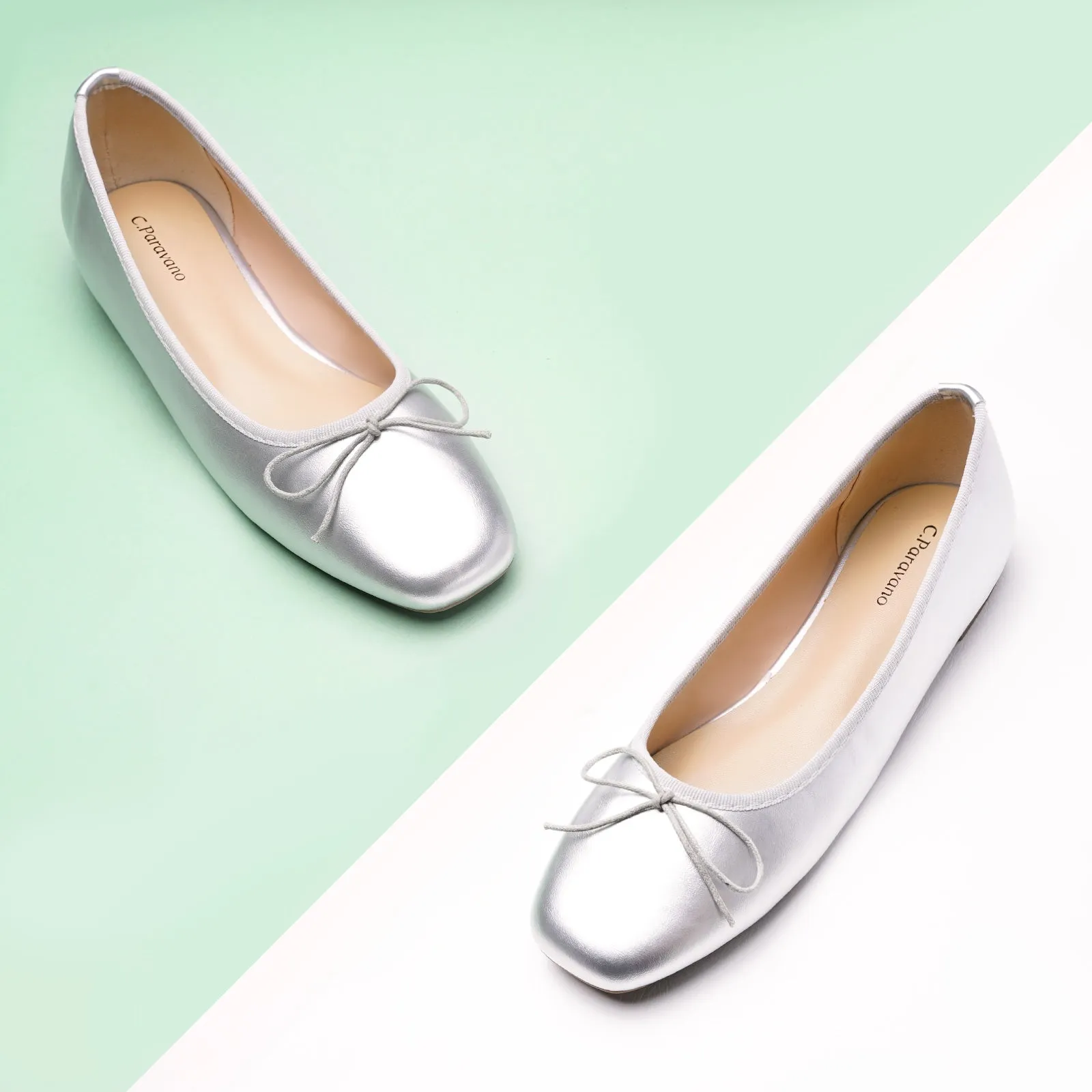 Tiny Bowknot Ballet Flats Silver