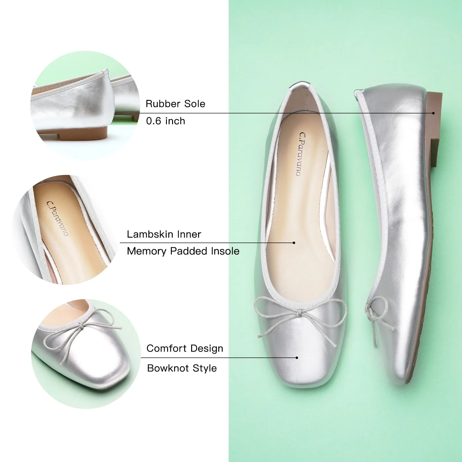 Tiny Bowknot Ballet Flats Silver