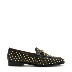 Vendôme Fleur black calfskin leather studded loafers