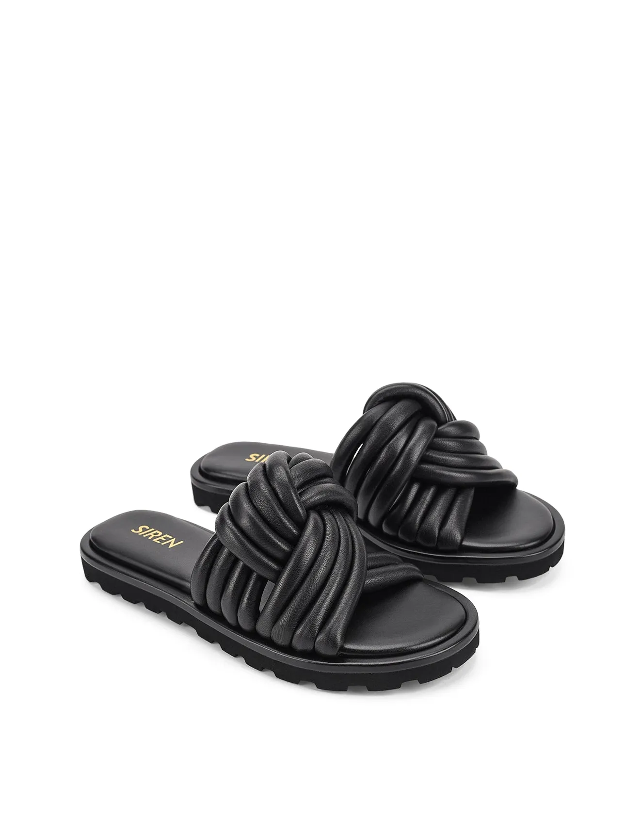 Weston Footbed Slides - Black Leather