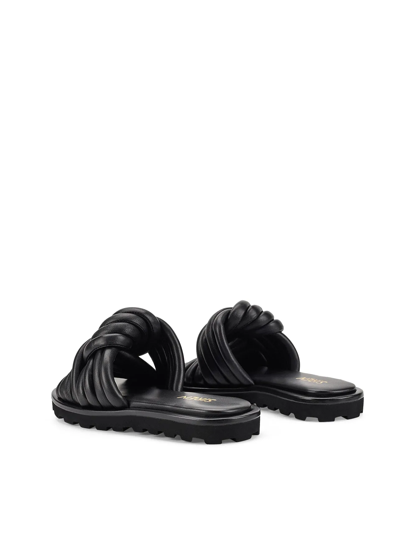 Weston Footbed Slides - Black Leather