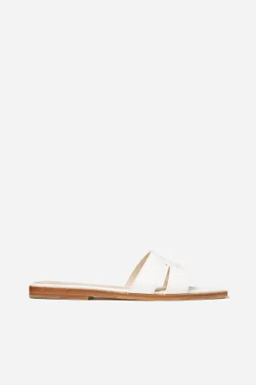 White Nappa Strap Slides