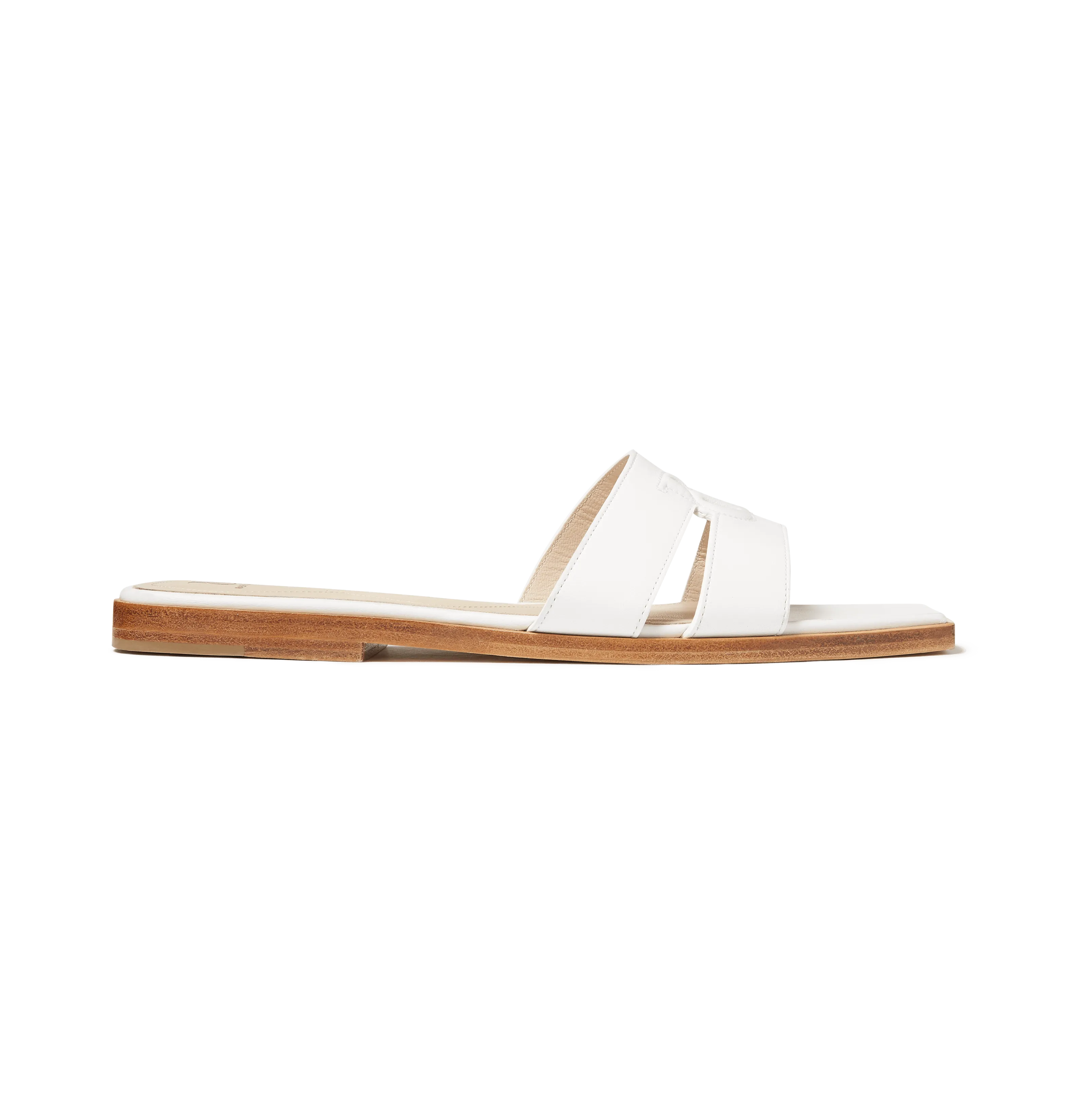 White Nappa Strap Slides