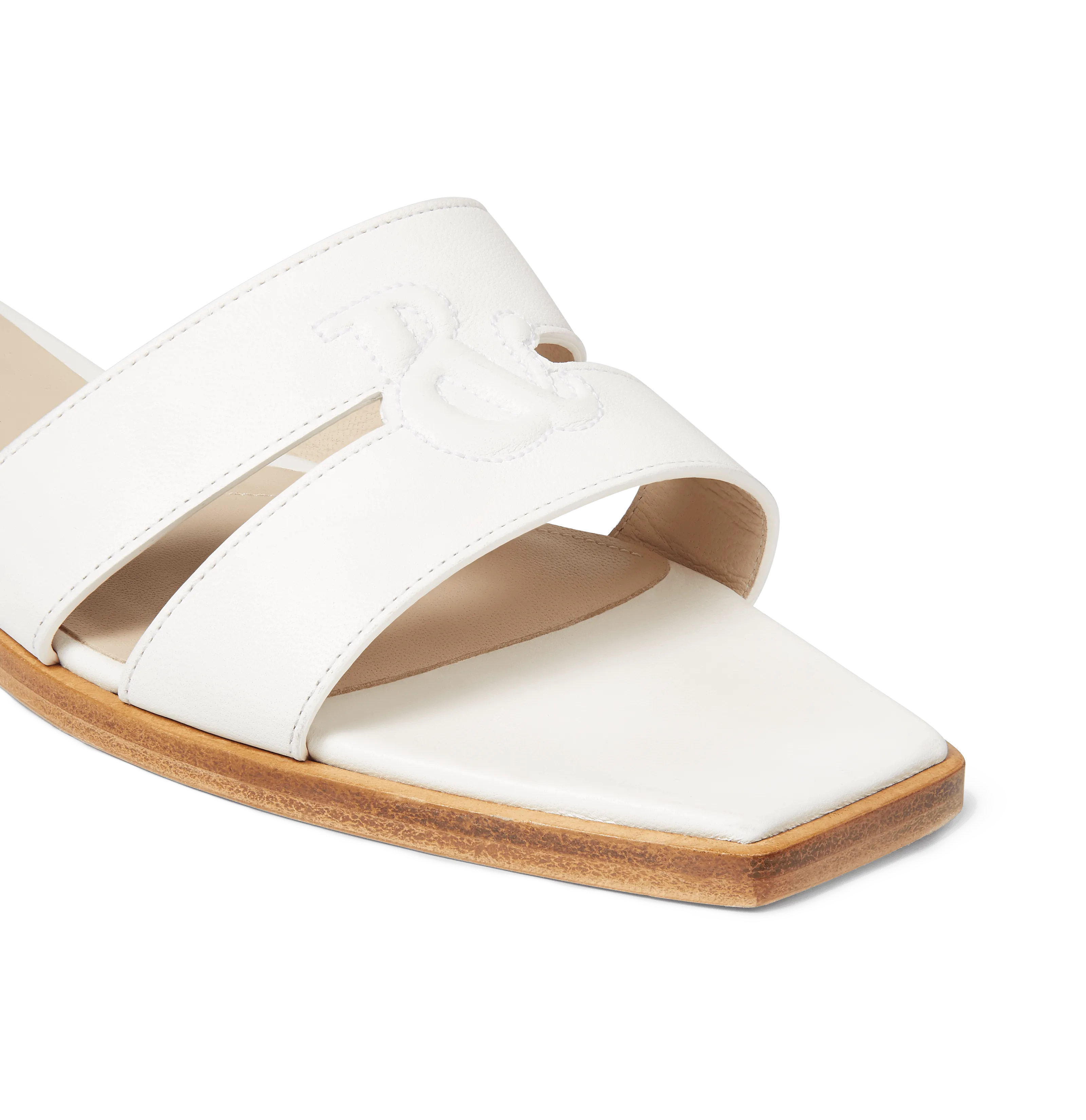 White Nappa Strap Slides