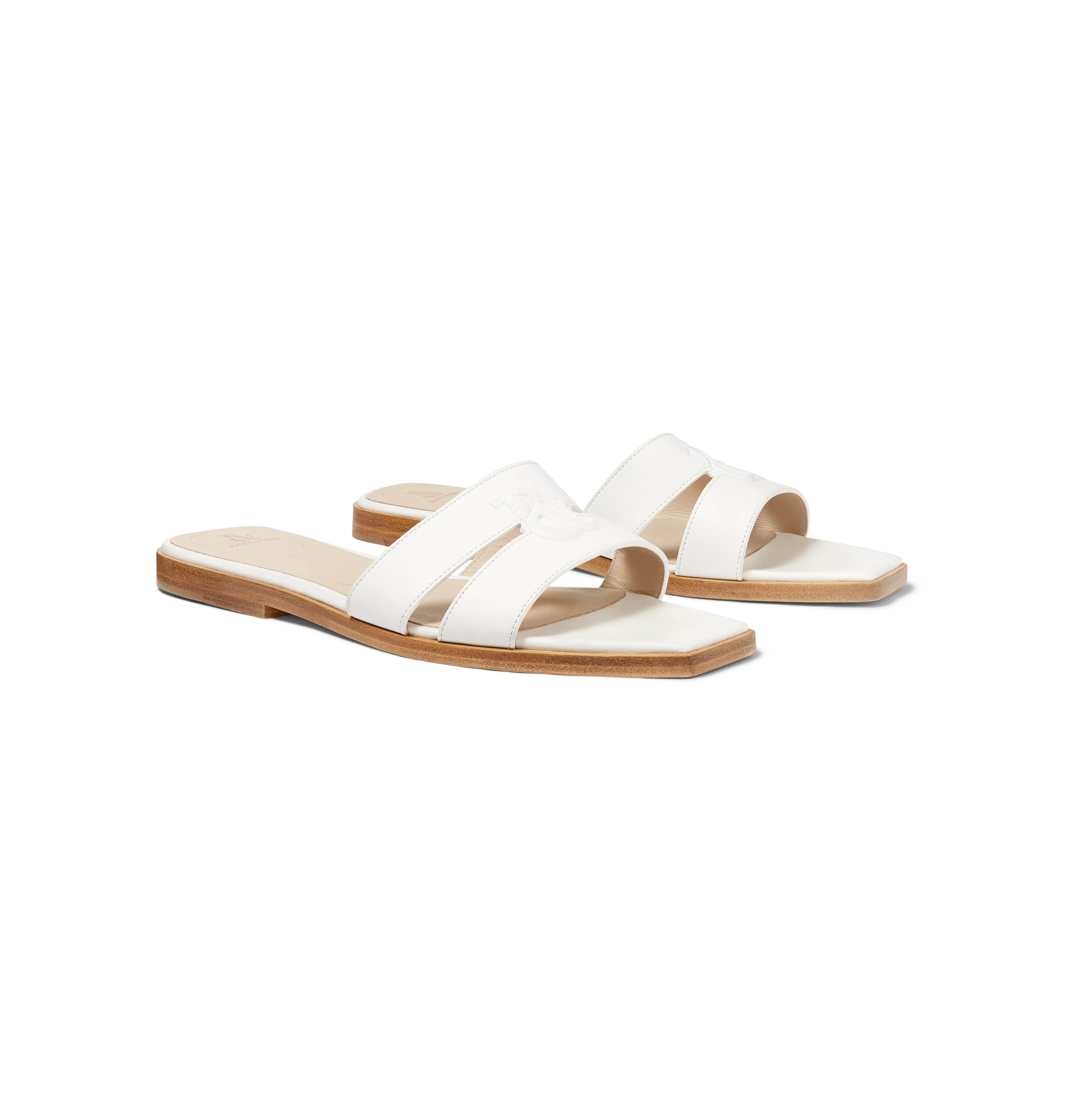 White Nappa Strap Slides