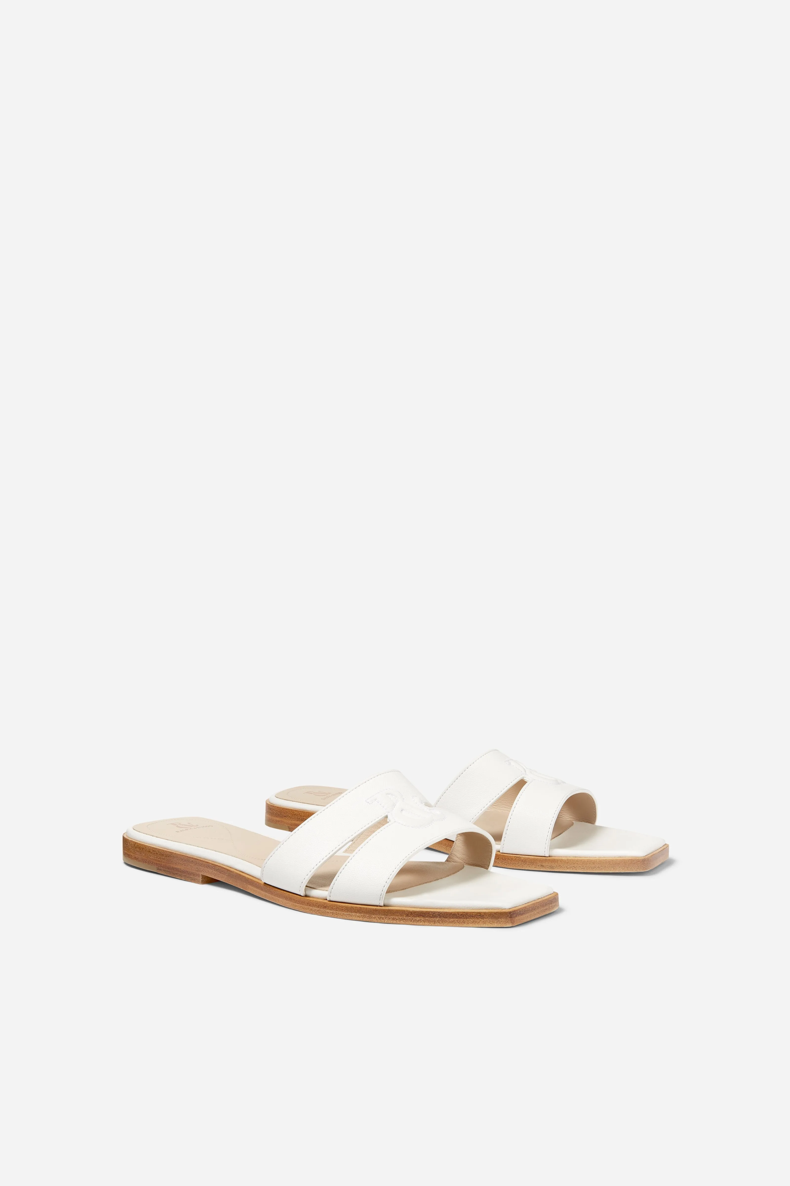 White Nappa Strap Slides