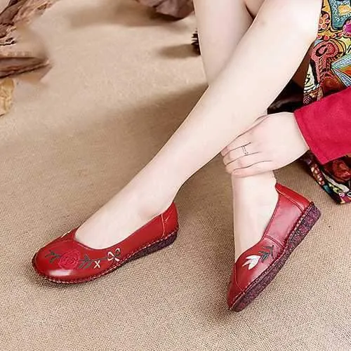 Women Handmade Leather Flat Loafers