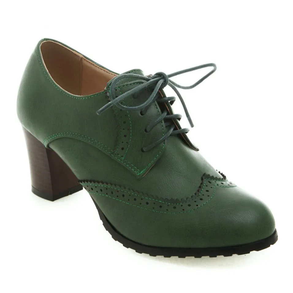 Women's Oxford Shoes Carved Medium Heel Lace-up Boot