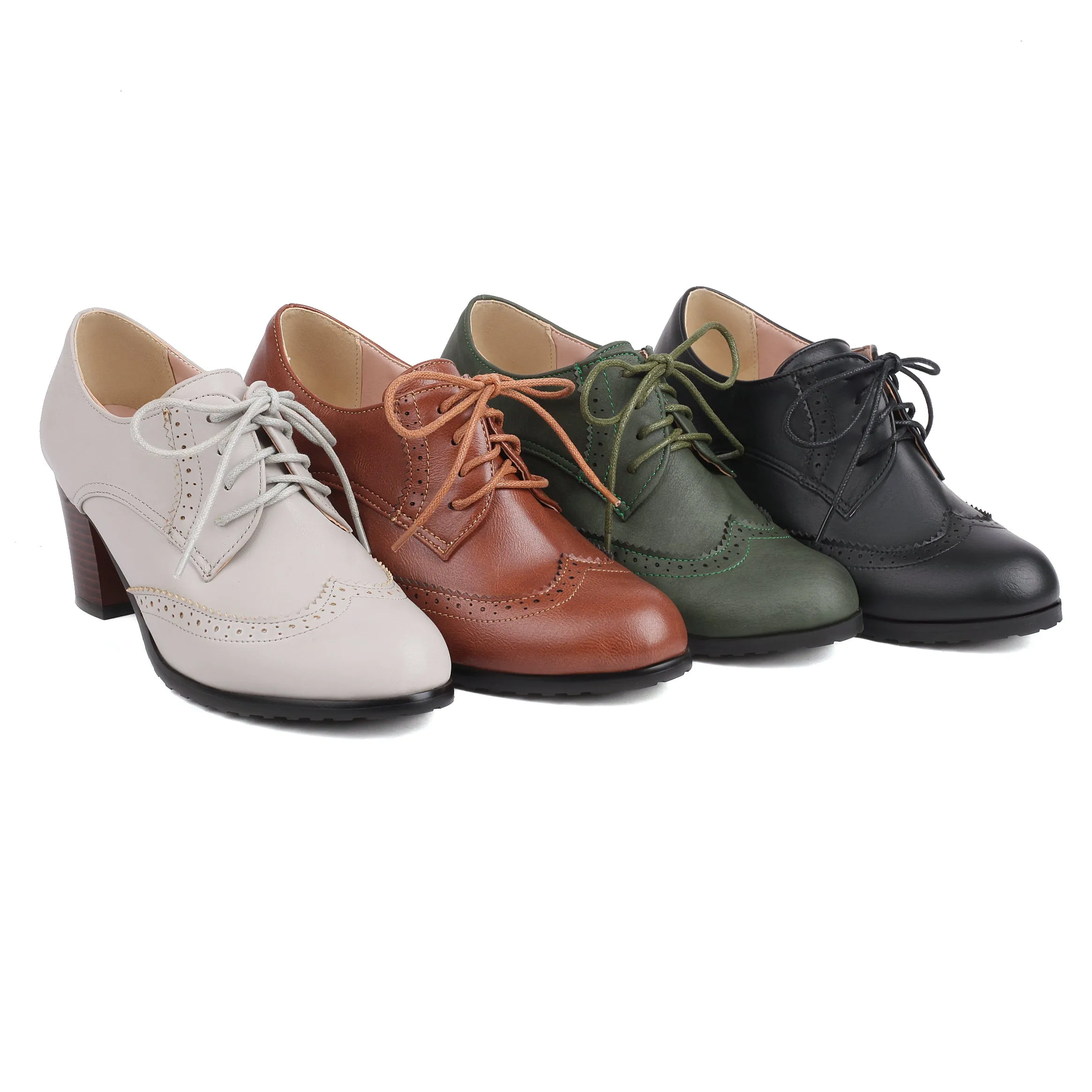 Women's Oxford Shoes Carved Medium Heel Lace-up Boot